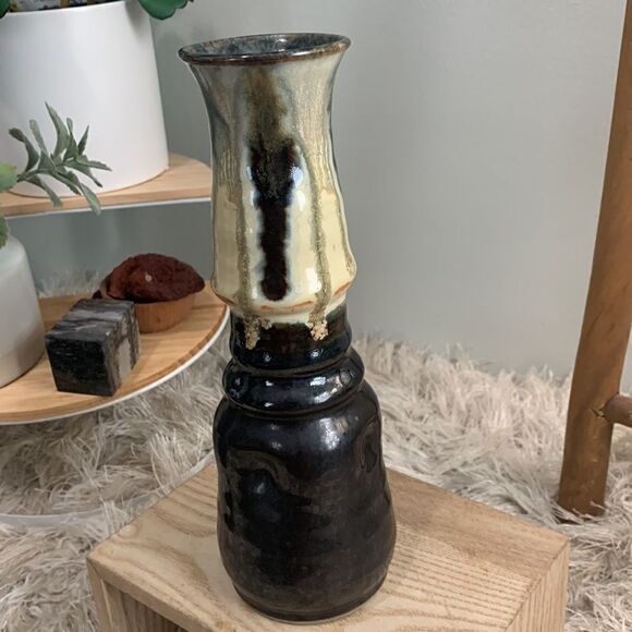 Handmade Pottery Drip Glaze Stonewear Vase - Picture 3 of 17